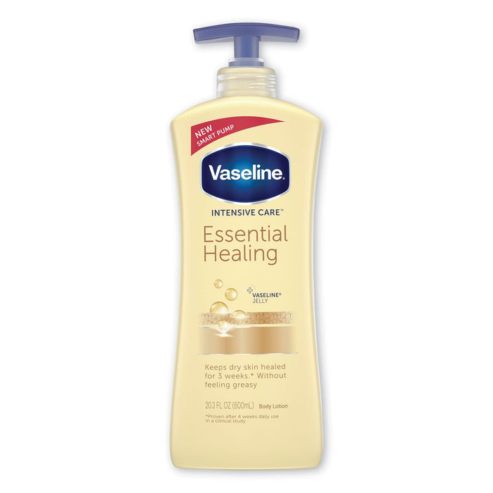 Vaseline Intensive Care Essential Healing Body Lotion, 20.3 oz, Pump Bottle, 4/Carton