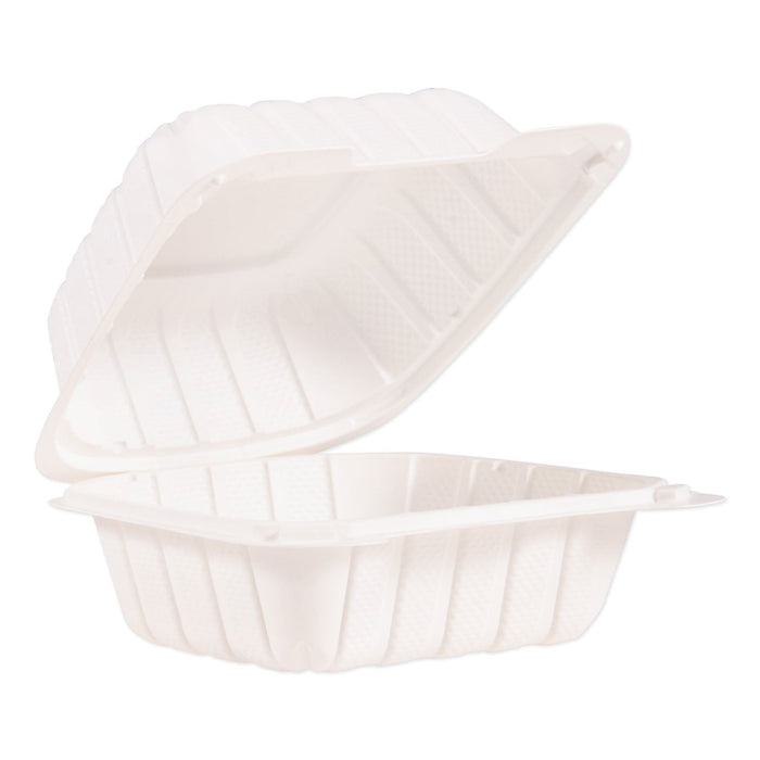 ProPlanet Hinged Lid Containers, 6 x 6.3 x 3.3, White, Plastic, 400/Carton