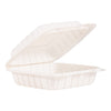 ProPlanet Hinged Lid Containers, Single Compartment, 8.3 x 8 x 3, White, Plastic, 150/Carton