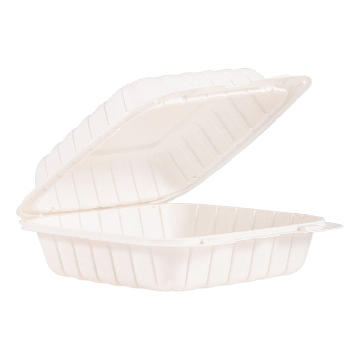 ProPlanet Hinged Lid Containers, Single Compartment, 8.3 x 8 x 3, White, Plastic, 150/Carton