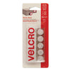 VELCRO Sticky-Back Fasteners, Removable Adhesive, 0.63" dia, White, 15/Pack