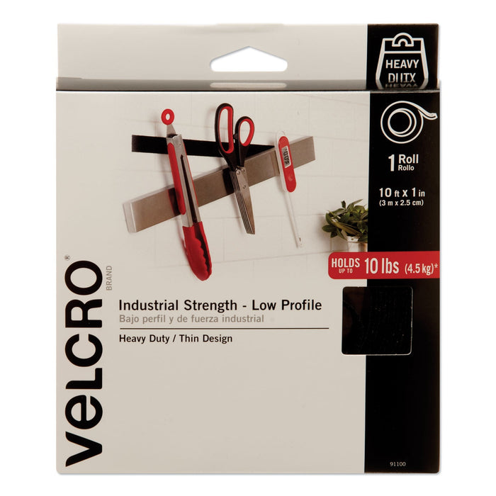 VELCRO Low-Profile Industrial-Strength Heavy-Duty Fasteners, 1" x 10 ft, Black