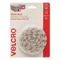 VELCRO Sticky-Back Fasteners, Removable Adhesive, 0.63" dia, White, 75/Pack
