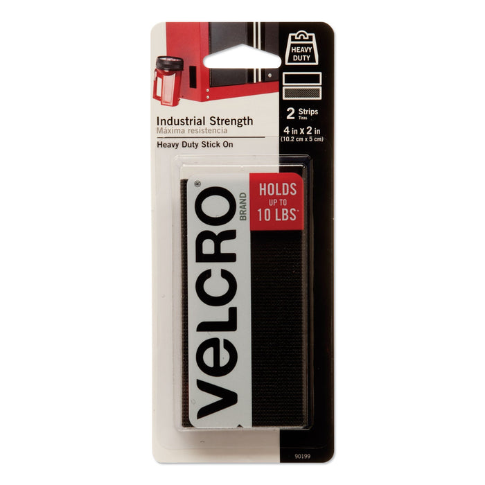 VELCRO Industrial-Strength Heavy-Duty Fasteners, 2" x 4", Black, 2/Pack