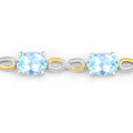 Oval Blue Topaz Prong Silver Infinity Bolo Adjustable Bracelet by Fine Color Jewels