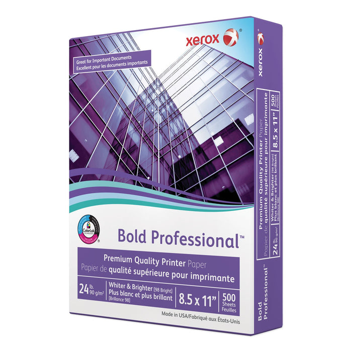 xerox Bold Professional Quality Paper, 98 Bright, 24 lb Bond Weight, 8.5 x 11, White, 500/Ream