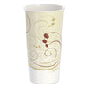 Dart Double Sided Poly Paper Cold Cups, 21 oz, Symphony Design, Tan/Maroon/White, 50/Pack, 20 Packs/Carton