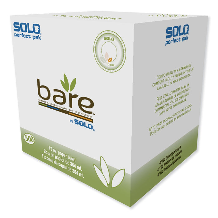 Dart Bare Paper Eco-Forward Dinnerware, Bowl, 12 oz, Green/Tan, 125/Pack, 4 Packs/Carton