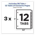 Avery Customizable Table of Contents Ready Index Dividers with Multicolor Tabs, 12-Tab, 1 to 12, 11 x 8.5, White, 3 Sets