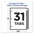 Avery Customizable TOC Ready Index Multicolor Tab Dividers, 31-Tab, 1 to 31, 11 x 8.5, White, Traditional Color Tabs, 1 Set