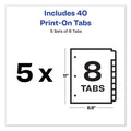 Avery Customizable Print-On Dividers, 3-Hole Punched, 8-Tab, 11 x 8.5, White, 5 Sets