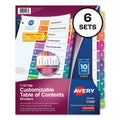 Avery Customizable TOC Ready Index Multicolor Tab Dividers, 10-Tab, 1 to 10, 11 x 8.5, White, Traditional Color Tabs, 6 Sets