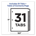Avery Customizable TOC Ready Index Multicolor Tab Dividers, 31-Tab, 1 to 31, 11 x 8.5, White, Contemporary Color Tabs, 1 Set