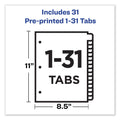Avery Preprinted Black Leather Tab Dividers w/Gold Reinforced Edge, 31-Tab, 1 to 31, 11 x 8.5, Buff, 1 Set