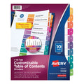Avery Customizable TOC Ready Index Multicolor Tab Dividers, 10-Tab, 1 to 10, 11 x 8.5, White, Traditional Color Tabs, 1 Set