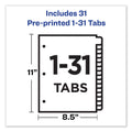 Avery Preprinted Laminated Tab Dividers with Gold Reinforced Binding Edge, 31-Tab, 1 to 31, 11 x 8.5, Buff, 1 Set