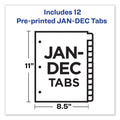 Avery Preprinted Black Leather Tab Dividers w/Copper Reinforced Holes, 12-Tab, Jan. to Dec., 11 x 8.5, Buff, 1 Set