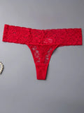 Womens 3pcs Flirty Solid Floral Lace Low-Rise Thongs, Size Medium by Vanessa Jane
