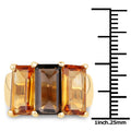 14K Yellow Gold Plated 8.14 Carat Genuine Smoky Quartz, Citrine and Champagne Quartz .925 Sterling Silver Ring by Bids.com
