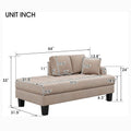 64" Deep Tufted Upholstered Textured Fabric Chaise Lounge Toss Pillow Included by DailySale