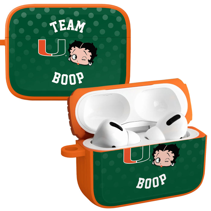 Miami Hurricanes X Betty Boop HDX Apple AirPods Pro 1 & 2 Case Cover by Affinity Bands