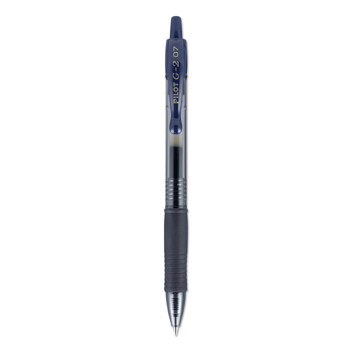 Pilot G2 Premium Gel Pen, Retractable, Fine 0.7 mm, Blue Ink, Smoke Barrel, Dozen