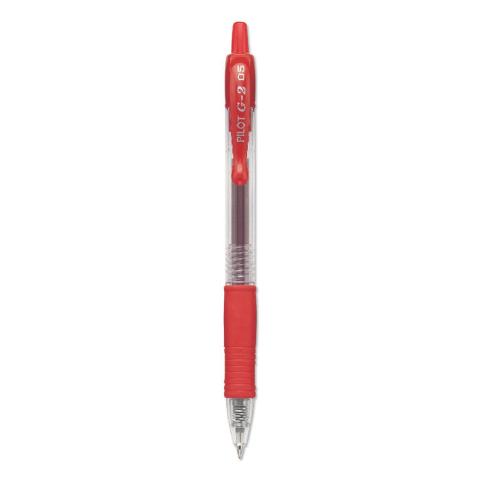 Pilot G2 Premium Gel Pen, Retractable, Extra-Fine 0.5 mm, Red Ink, Smoke Barrel, Dozen