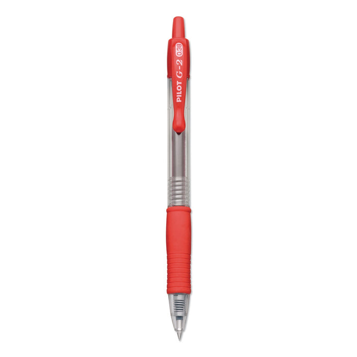 Pilot G2 Premium Gel Pen Convenience Pack, Retractable, Extra-Fine 0.38 mm, Red Ink, Clear/Red Barrel
