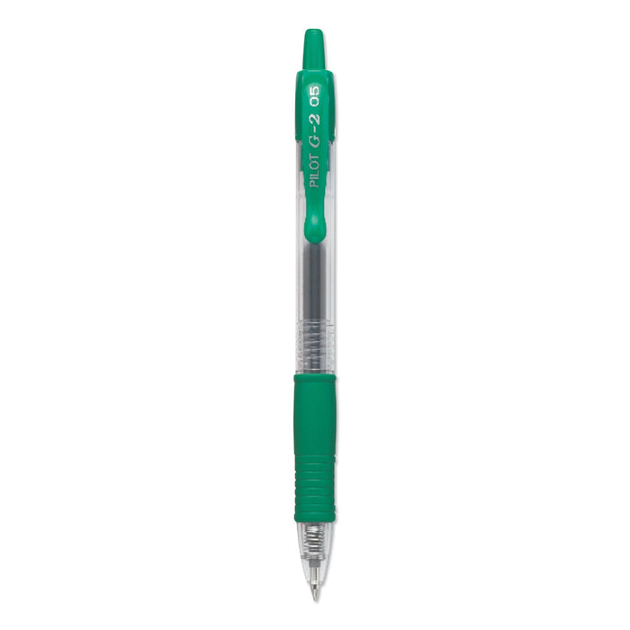Pilot G2 Premium Gel Pen, Retractable, Extra-Fine 0.5 mm, Green Ink, Smoke Barrel, Dozen