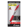 Pilot G2 Premium Gel Pen Convenience Pack, Retractable, Extra-Fine 0.38 mm, Red Ink, Clear/Red Barrel