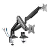 Alera AdaptivErgo Dual Monitor Arm with USB, For 27" Monitors, 180 deg Rotation, 30 deg Tilt, 135 deg Pan, Black, Supports 11 lb
