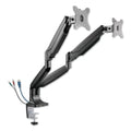 Alera AdaptivErgo Dual Monitor Arm with USB, For 27" Monitors, 180 deg Rotation, 30 deg Tilt, 135 deg Pan, Black, Supports 11 lb
