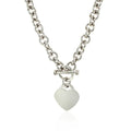 Sterling Silver Rolo Chain with a Heart Toggle Charm and Rhodium Plating by Bids.com