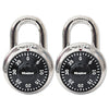 Master Lock Combination Lock, Stainless Steel, 1.87" Wide, Silver/Black, 2/Pack