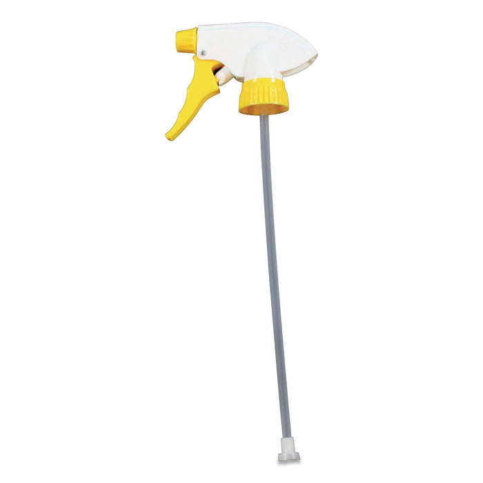 Impact Chemical Resistant Trigger Sprayer, 9.88" Tube, Fits 32 oz Bottles, Yellow/White, 24/Carton