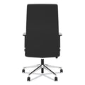 HON Define Executive High-Back Leather Chair, Supports 250 lb, 17" to 21" Seat Height, Black Seat/Back, Polished Chrome Base