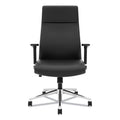 HON Define Executive High-Back Leather Chair, Supports 250 lb, 17" to 21" Seat Height, Black Seat/Back, Polished Chrome Base