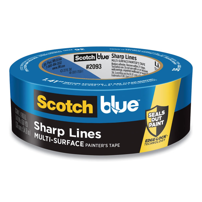 ScotchBlue Ultra Sharp Lines Multi-Surface Painter's Tape, 3" Core, 1.41" x 45 yds, Blue