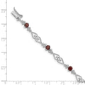 Genuine Red Garnet Diamond Sterling Silver Bracelet by Fine Color Jewels