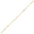 14k Tri-Color Gold Anklet with Multi Color Heart Stations by Bids.com