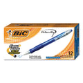 BIC Velocity Easy Glide Ballpoint Pen, Retractable, Medium 1 mm, Blue Ink, Translucent Blue Barrel, Dozen