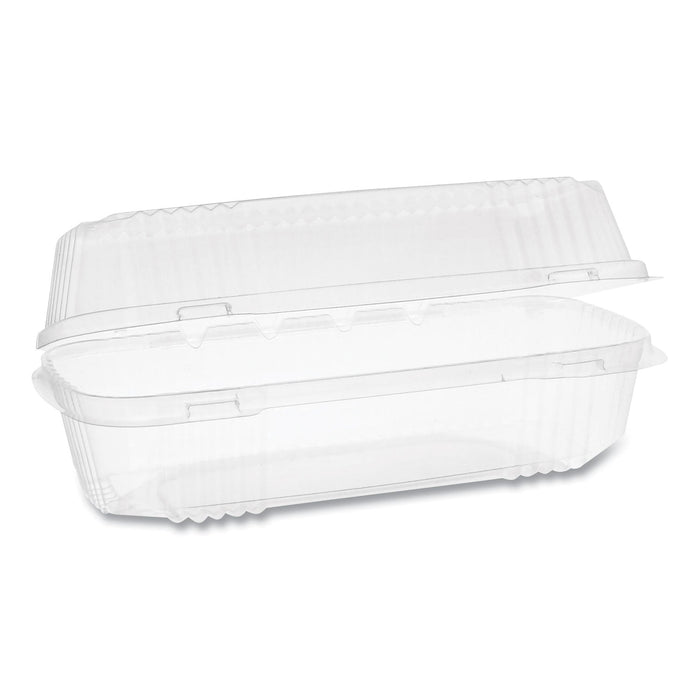 Pactiv Evergreen ClearView SmartLock Hinged Lid Container, Hoagie Container, 27 oz, 9.25 x 4.5 x 3, Clear, Plastic, 250/Carton