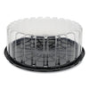 Pactiv Evergreen Plastic Cake Container, Shallow 9" Cake Container, 9" Diameter x 3.38"h, Clear/Black, 90/Carton