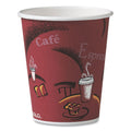 Dart Solo Paper Hot Drink Cups in Bistro Design, 10 oz, Maroon, 1,000/Carton