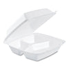 Dart Foam Hinged Lid Containers, 3-Compartment, 8.38 x 7.78 x 3.25, 200/Carton