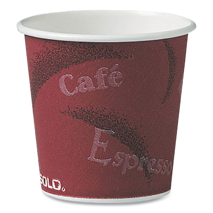 Dart Polycoated Hot Paper Cups, 4 oz, Bistro Design, 50/Pack, 20 Pack/Carton