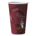 Dart Solo Paper Hot Drink Cups in Bistro Design, 16 oz, Maroon, 50/Pack