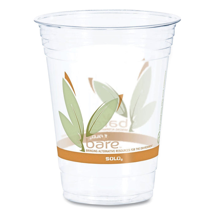 Dart Bare Eco-Forward RPET Cold Cups, 16 oz to 18 oz, Leaf Design, Clear, 50/Pack, 20 Packs/Carton