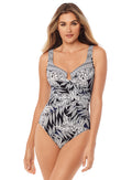 Miraclesuit Women’s Tropical-Print One-Piece Swimsuit – Black White – Size 8 by Vanessa Jane