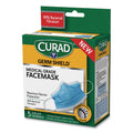 Curad Germ Shield Medical Grade Maximum Barrier Face Mask, Pleated, 10/Box